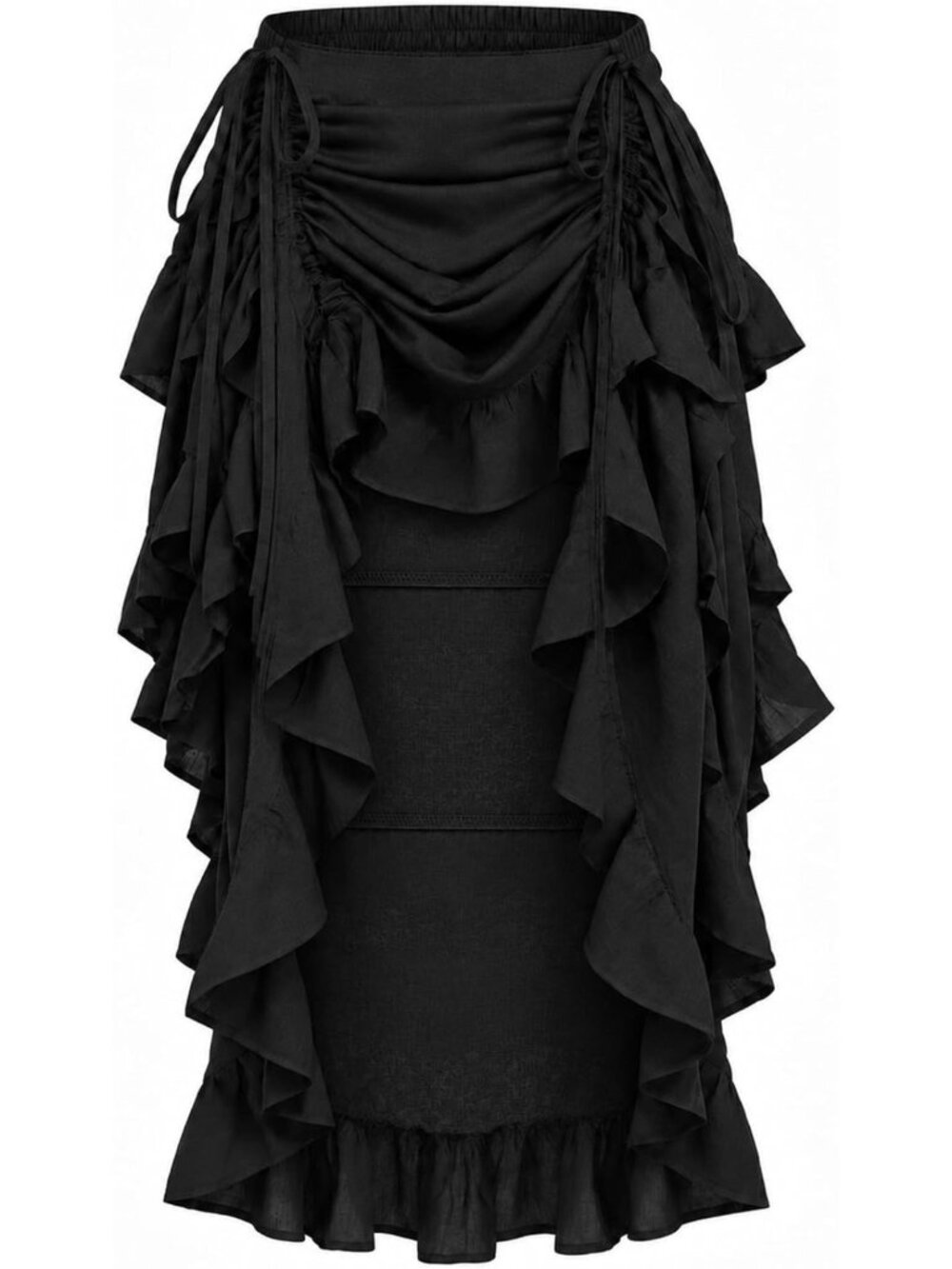 Victorian High-Low Steampunk Show Girl Skirt | Women's Retro Fashion Piece